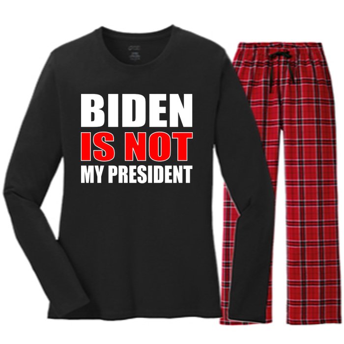 Anti Biden Is Not My President Women's Long Sleeve Flannel Pajama Set 