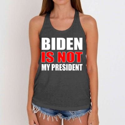 Anti Biden Is Not My President Women's Knotted Racerback Tank