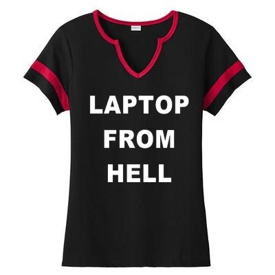 Anti Biden Pro Trump Laptop From Hell Ladies Halftime Notch Neck Tee