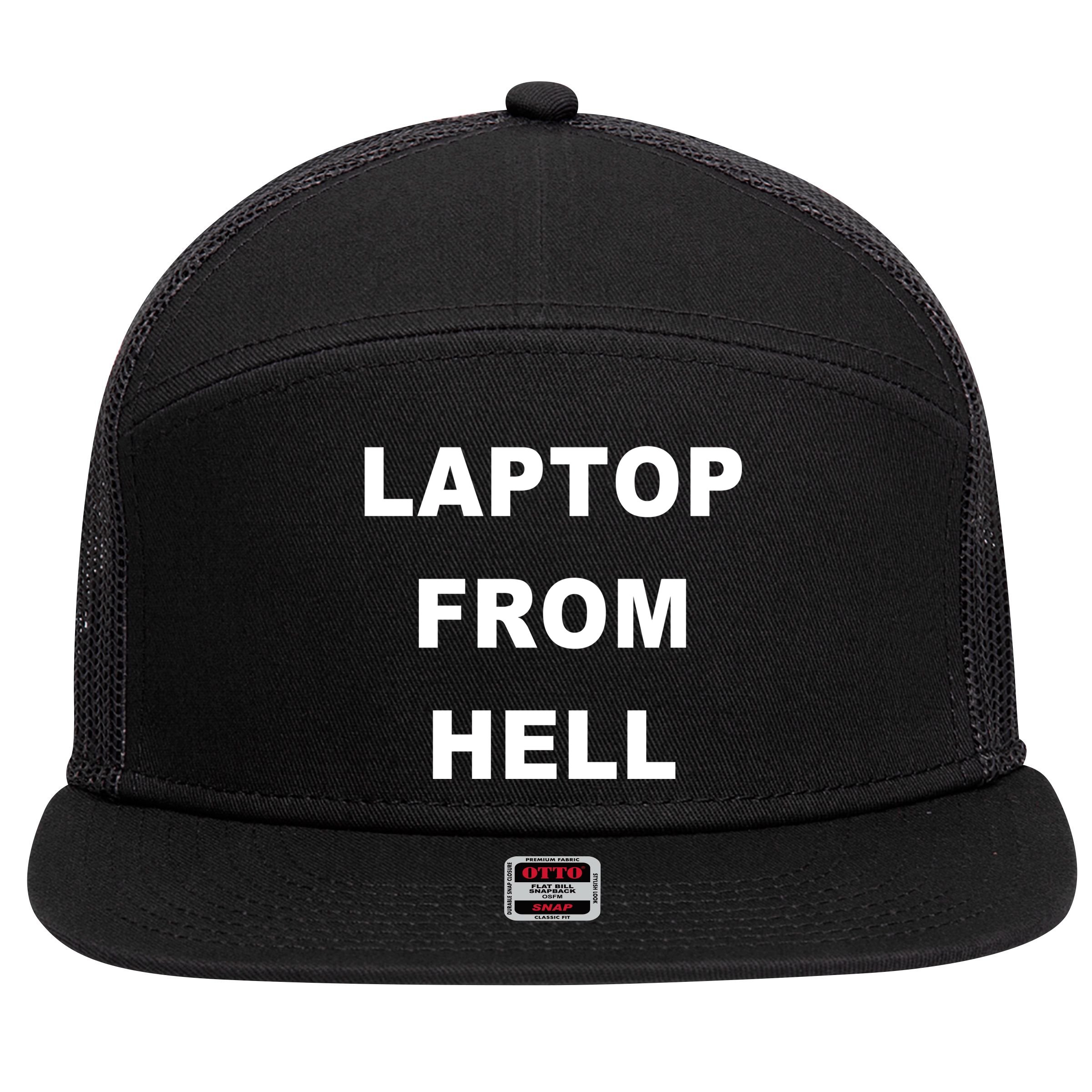 Anti Biden Pro Trump Laptop From Hell 7 Panel Mesh Trucker Snapback Hat