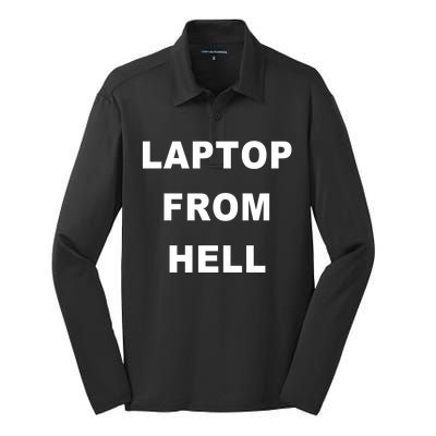 Anti Biden Pro Trump Laptop From Hell Silk Touch Performance Long Sleeve Polo