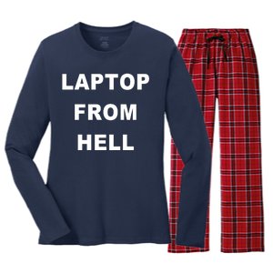 Anti Biden Pro Trump Laptop From Hell Women's Long Sleeve Flannel Pajama Set 