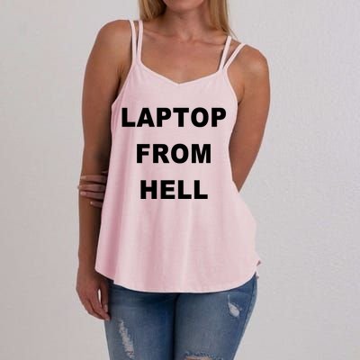 Anti Biden Pro Trump Laptop From Hell Women's Strappy Tank