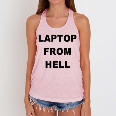 Anti Biden Pro Trump Laptop From Hell Women's Knotted Racerback Tank