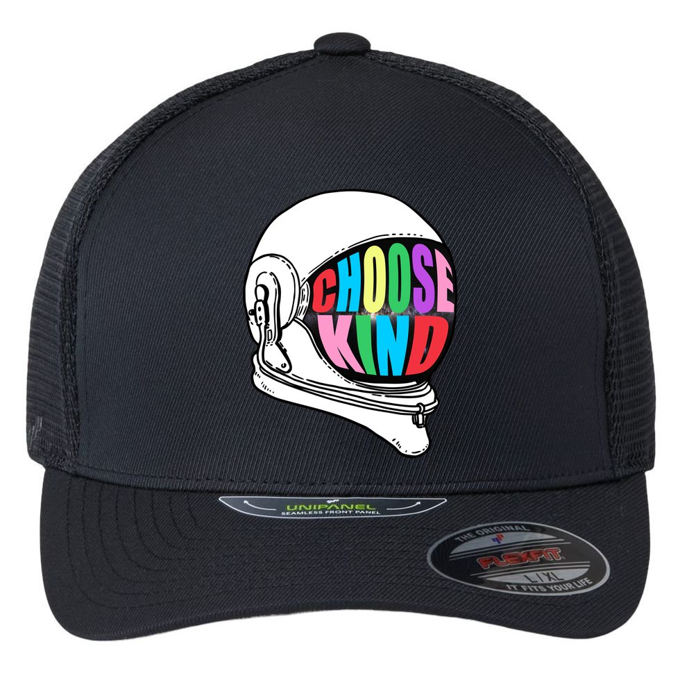 Anti-Bullying Choose Kind Astronaut Helmet Flexfit Unipanel Trucker Cap