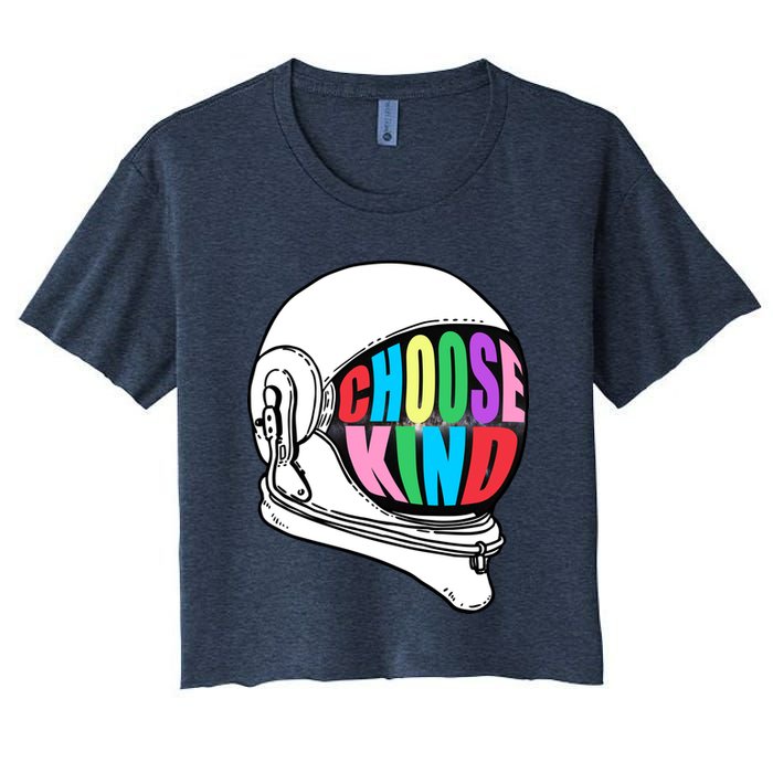Anti-Bullying Choose Kind Astronaut Helmet Women's Crop Top Tee