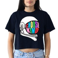 Anti-Bullying Choose Kind Astronaut Helmet Women's Crop Top Tee