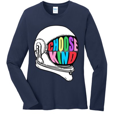 Anti-Bullying Choose Kind Astronaut Helmet Ladies Long Sleeve Shirt