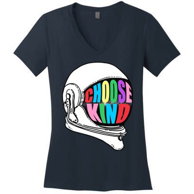 Anti-Bullying Choose Kind Astronaut Helmet Women's V-Neck T-Shirt