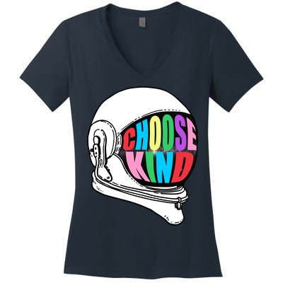 Anti-Bullying Choose Kind Astronaut Helmet Women's V-Neck T-Shirt