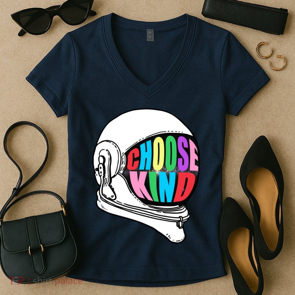 Anti-Bullying Choose Kind Astronaut Helmet Women's V-Neck T-Shirt