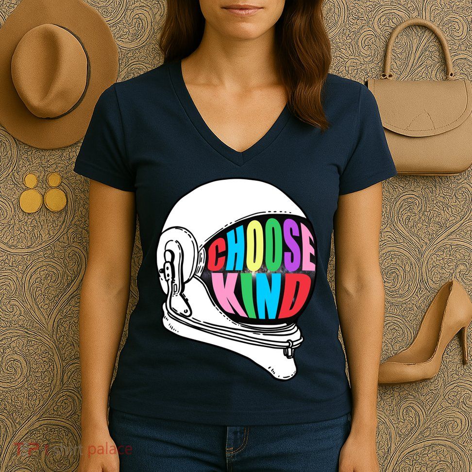 Anti-Bullying Choose Kind Astronaut Helmet Women's V-Neck T-Shirt