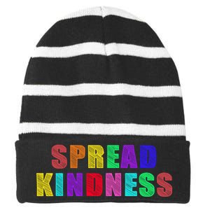 Anti-Bullying Spread Kindness Love Peace Striped Beanie with Solid Band