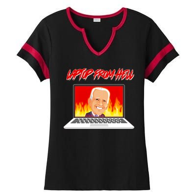 Anti Joe Biden Laptop From Hell Ladies Halftime Notch Neck Tee