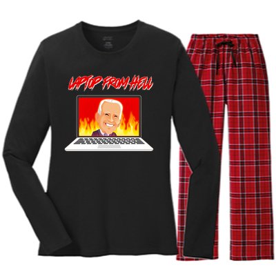 Anti Joe Biden Laptop From Hell Women's Long Sleeve Flannel Pajama Set 