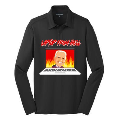 Anti Joe Biden Laptop From Hell Silk Touch Performance Long Sleeve Polo