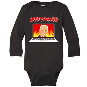 Anti Joe Biden Laptop From Hell Baby Long Sleeve Bodysuit