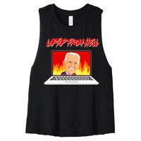 Anti Joe Biden Laptop From Hell Women's Racerback Cropped Tank