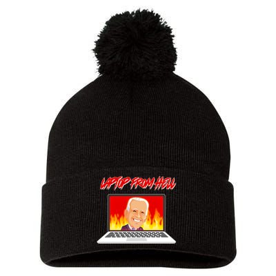 Anti Joe Biden Laptop From Hell Pom Pom 12in Knit Beanie