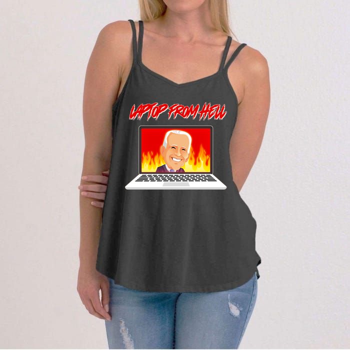 Anti Joe Biden Laptop From Hell Women's Strappy Tank