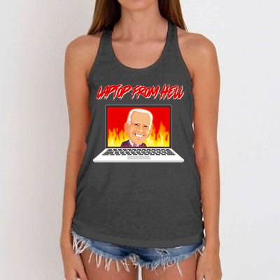 Anti Joe Biden Laptop From Hell Women's Knotted Racerback Tank