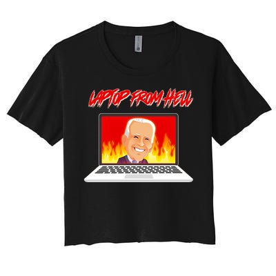 Anti Joe Biden Laptop From Hell Women's Crop Top Tee