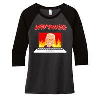 Anti Joe Biden Laptop From Hell Women's Tri-Blend 3/4-Sleeve Raglan Shirt