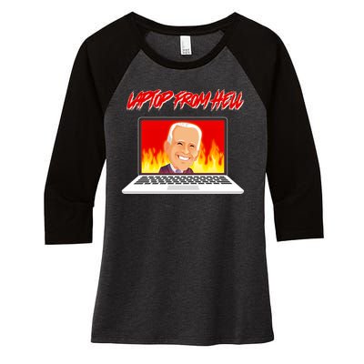 Anti Joe Biden Laptop From Hell Women's Tri-Blend 3/4-Sleeve Raglan Shirt