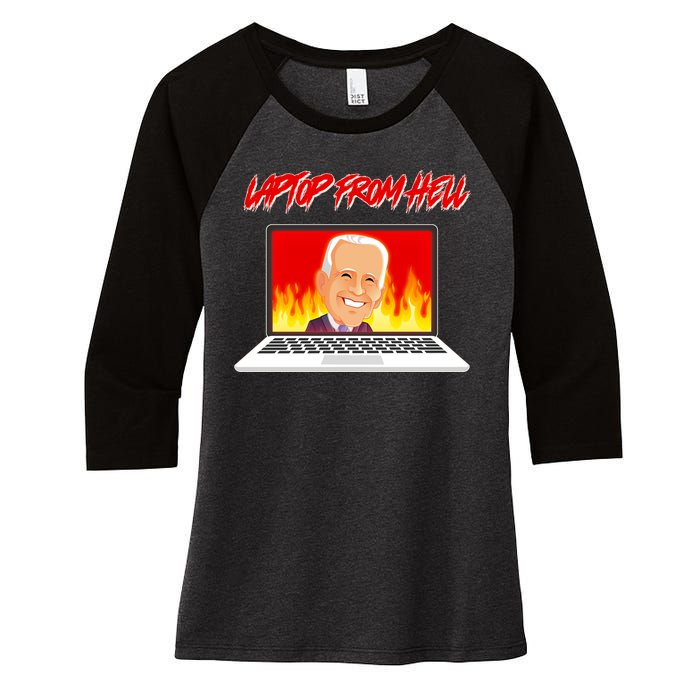 Anti Joe Biden Laptop From Hell Women's Tri-Blend 3/4-Sleeve Raglan Shirt