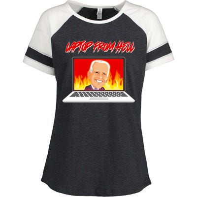 Anti Joe Biden Laptop From Hell Enza Ladies Jersey Colorblock Tee