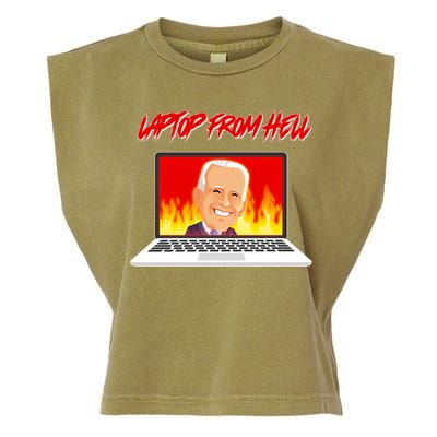 Anti Joe Biden Laptop From Hell Garment-Dyed Women's Muscle Tee