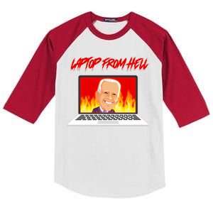 Anti Joe Biden Laptop From Hell Kids Colorblock Raglan Jersey