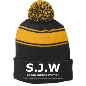 Anti SJW Stripe Pom Pom Beanie