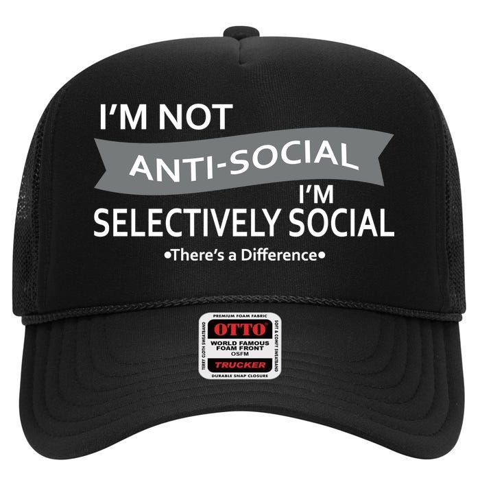 Anti-Social Funny Sarcastic Meme High Crown Mesh Back Trucker Hat