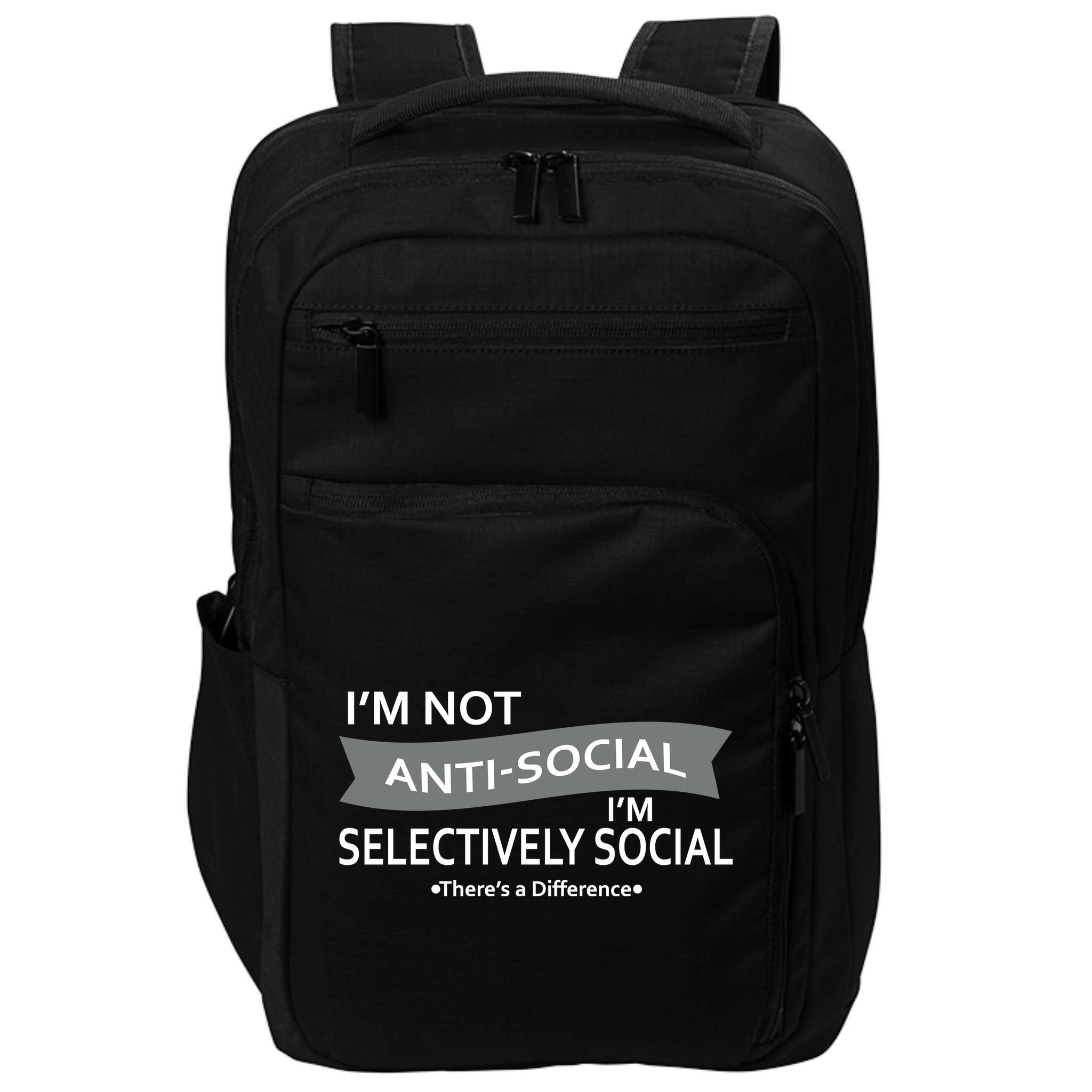 Anti-Social Funny Sarcastic Meme Impact Tech Backpack