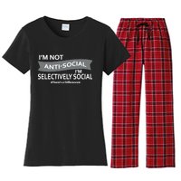 Anti-Social Funny Sarcastic Meme Women's Flannel Pajama Set