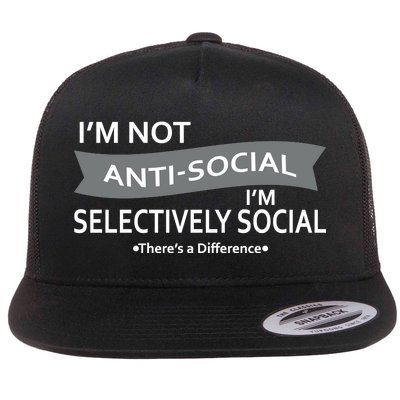 Anti-Social Funny Sarcastic Meme Flat Bill Trucker Hat