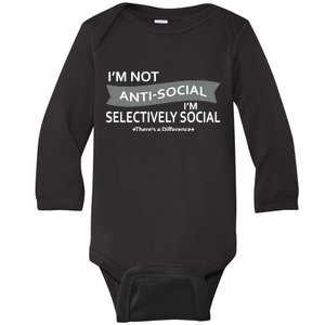 Anti-Social Funny Sarcastic Meme Baby Long Sleeve Bodysuit