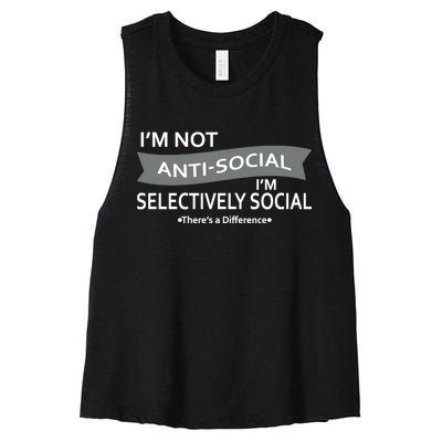 Anti-Social Funny Sarcastic Meme Women's Racerback Cropped Tank