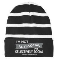 Anti-Social Funny Sarcastic Meme Striped Beanie with Solid Band