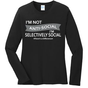 Anti-Social Funny Sarcastic Meme Ladies Long Sleeve Shirt