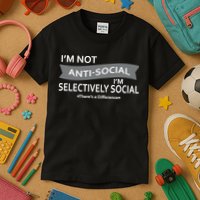 Anti-Social Funny Sarcastic Meme Kids T-Shirt