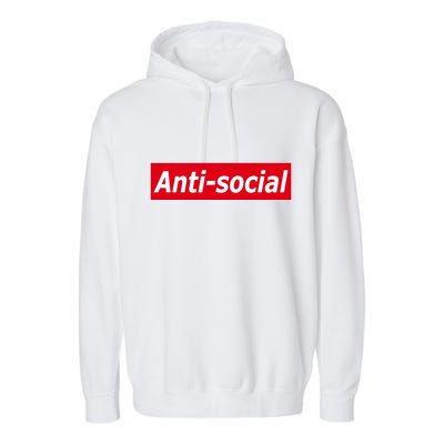 Anti-Social Red Box Logo Garment-Dyed Fleece Hoodie