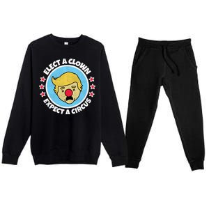 Anti Trump Elect A Clown Expect A Circus Premium Crewneck Sweatsuit Set