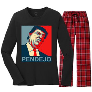 Anti Trump Pendejo Never Trump Not My President Women's Long Sleeve Flannel Pajama Set 