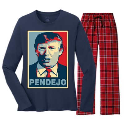 Anti Trump Pendejo Poster Not My President Women's Long Sleeve Flannel Pajama Set 