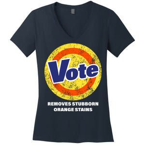 Anti-Trump Vote Removes Stubborn Orange Stains Funny Women's V-Neck T-Shirt