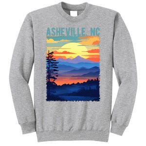 Asheville Nc Usa Mountain Scenic Sunset Style Tall Sweatshirt