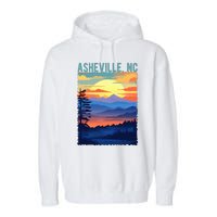 Asheville Nc Usa Mountain Scenic Sunset Style Garment-Dyed Fleece Hoodie