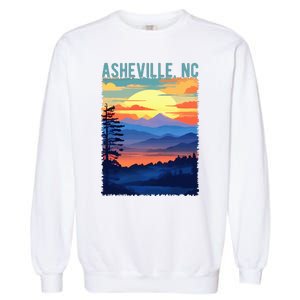 Asheville Nc Usa Mountain Scenic Sunset Style Garment-Dyed Sweatshirt